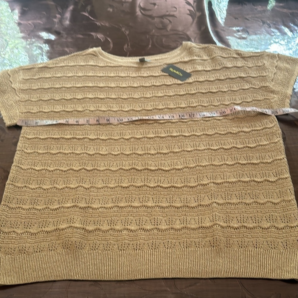 Style & Co Tan Ribbed Boxy Blouse - Picture 4 of 7